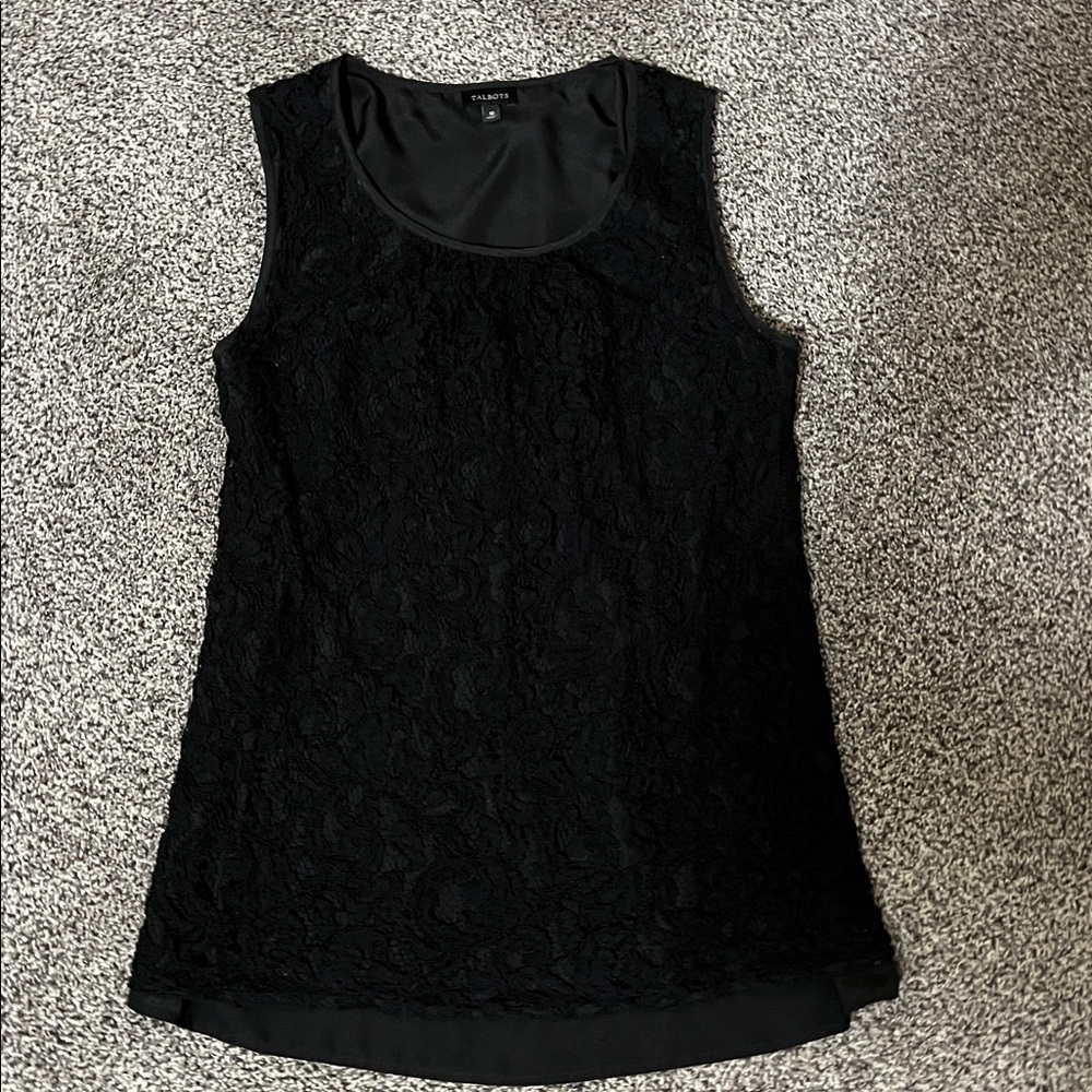 Talbots Black Lace Tank Top - Picture 2 of 7
